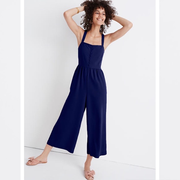 Madewell Pants - Madewell Smocked Button Top Crop Jumpsuit